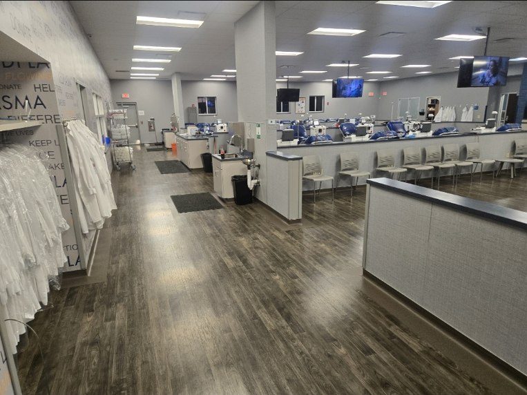Cleaned floors and donation floor at a plasma clinic in Champaign County, IL