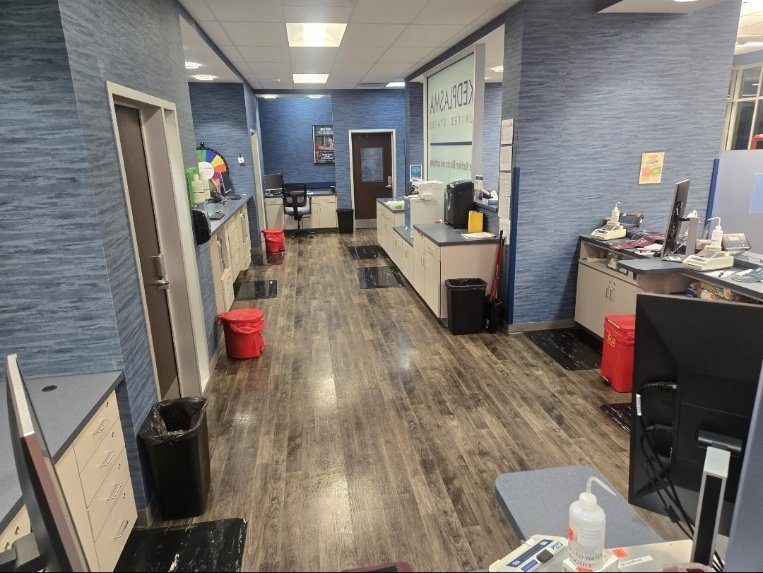Clinic workstations, counters and floors cleaned after hours by AICS